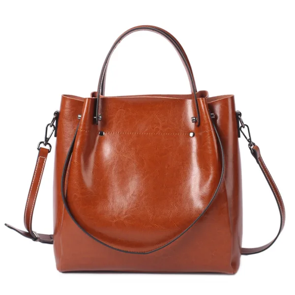 Modest / Simple Brown Square Tote Bag Shoulder Bags Messenger Bag Handbag 2021 Leather Casual Women's Bags