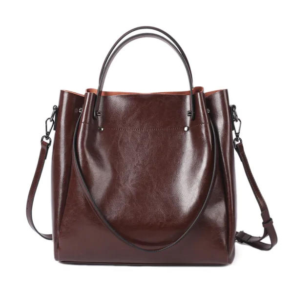 Modest / Simple Brown Square Tote Bag Shoulder Bags Messenger Bag Handbag 2021 Leather Casual Women's Bags