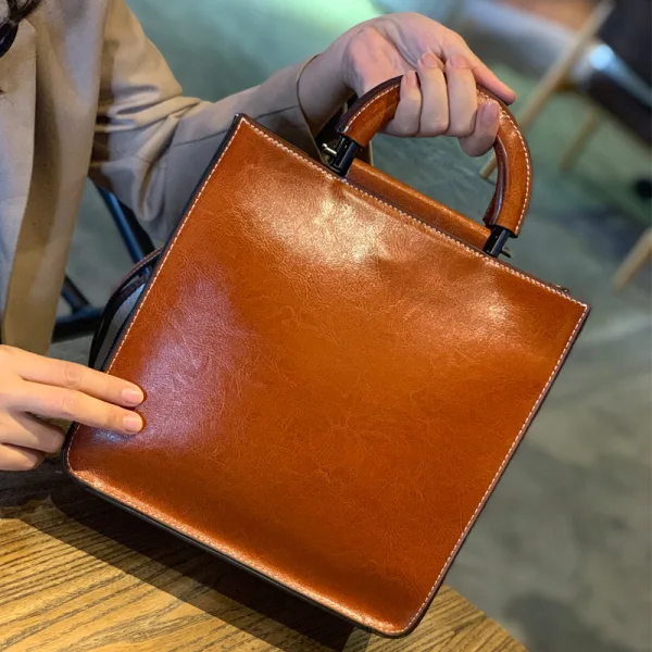 Modest / Simple Ocean Blue Leather Square Shoulder Bags Handbag 2021 Casual Women's Bags
