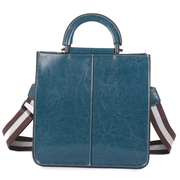 Modest / Simple Ocean Blue Leather Square Shoulder Bags Handbag 2021 Casual Women's Bags