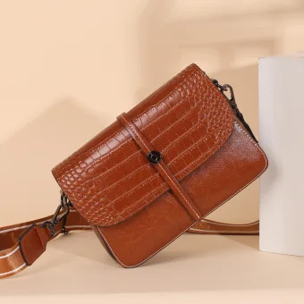 Fashion Brown Square Shoulder Bags Messenger Bag Crossbody Bags 2021 Alligator Print Leather Casual Women S Bags