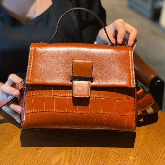 Vintage Retro Brown Square Messenger Bag Crossbody Bags Handbag 2021 Alligator Print Leather Casual Women S Bags