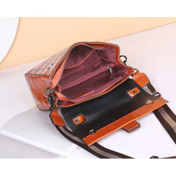 Vintage / Retro Brown Square Messenger Bag Crossbody Bags Handbag 2021 Alligator Print Leather Casual Women's Bags