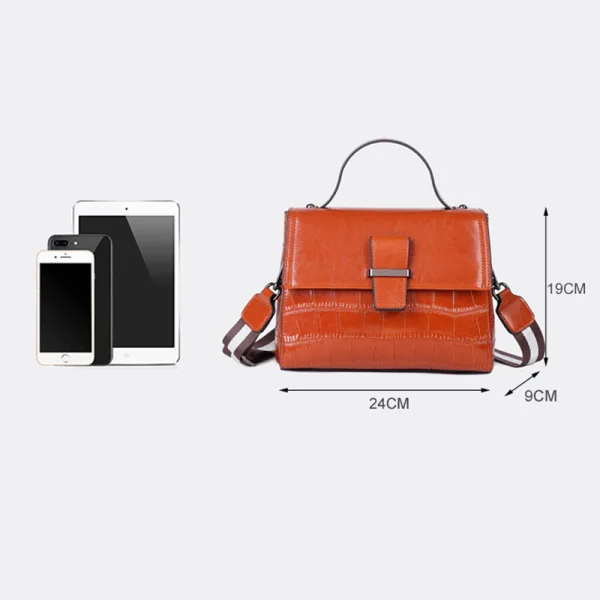 Vintage / Retro Brown Square Messenger Bag Crossbody Bags Handbag 2021 Alligator Print Leather Casual Women's Bags