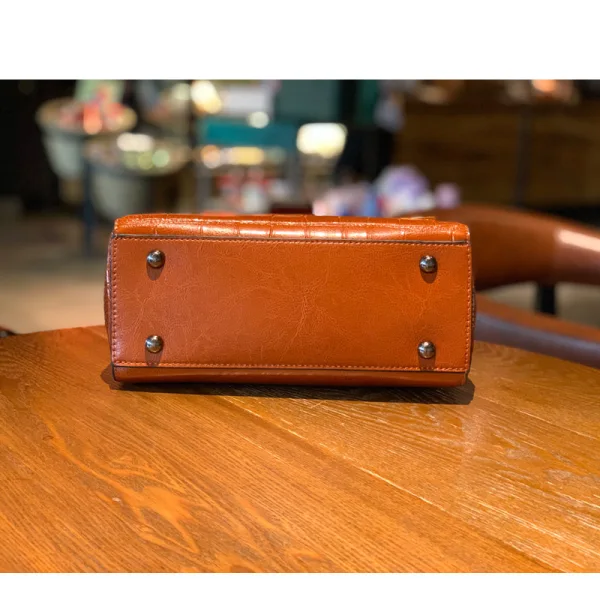 Vintage / Retro Brown Square Messenger Bag Crossbody Bags Handbag 2021 Alligator Print Leather Casual Women's Bags