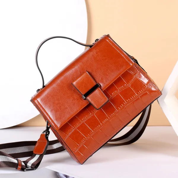 Vintage / Retro Brown Square Messenger Bag Crossbody Bags Handbag 2021 Alligator Print Leather Casual Women's Bags