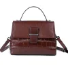 Vintage / Retro Brown Square Messenger Bag Crossbody Bags Handbag 2021 Alligator Print Leather Casual Women's Bags