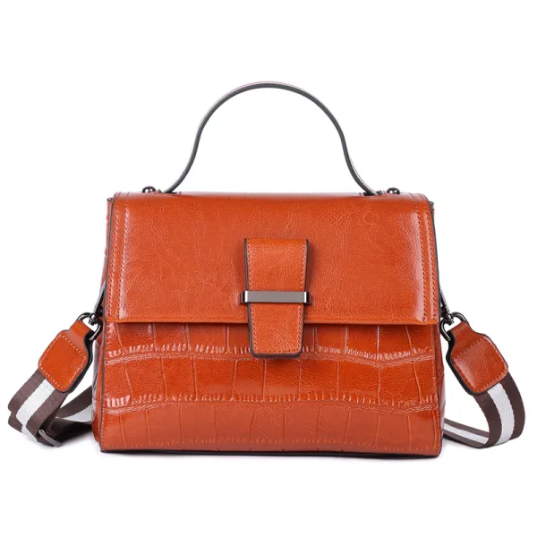 Vintage / Retro Brown Square Messenger Bag Crossbody Bags Handbag 2021 Alligator Print Leather Casual Women's Bags