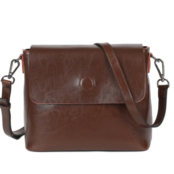 Modest / Simple Brown Square Crossbody Bags Messenger Bag 2021 Leather Casual Women's Bags