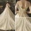 Illusion Champagne Transparentes Robe De Mariée 2019 Princesse Encolure Dégagée 3/4 Manches Dos Nu Appliques En Dentelle Perlage Chapel Train Volants