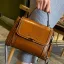 Vintage / Retro Tan Square Handbag Shoulder Bags Messenger Bag 2021 Leather Casual Women's Bags