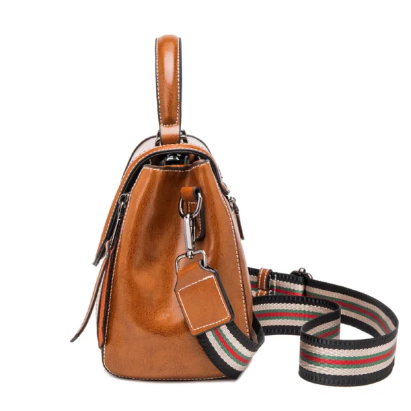Vintage / Retro Tan Square Handbag Shoulder Bags Messenger Bag 2021 Leather Casual Women's Bags