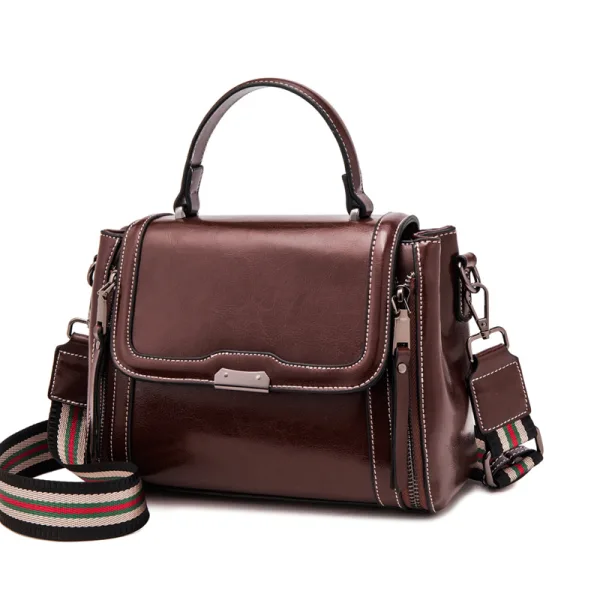 Vintage / Retro Tan Square Handbag Shoulder Bags Messenger Bag 2021 Leather Casual Women's Bags
