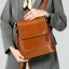 Vintage / Retro Tan Square Satchel Backpacks 2021 Leather Casual Women's Bags