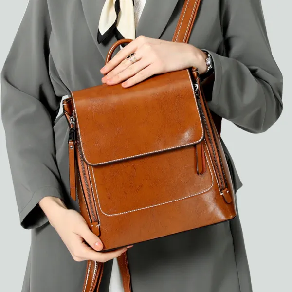 Vintage Retro Tan Square Satchel Backpacks 2021 Leather Casual Women s Bags