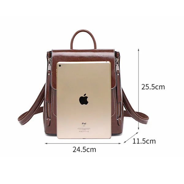 Vintage / Retro Tan Square Satchel Backpacks 2021 Leather Casual Women's Bags