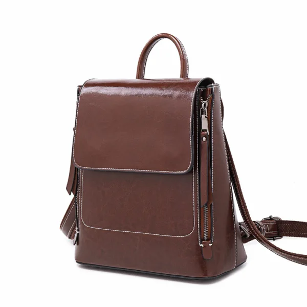 Vintage / Retro Tan Square Satchel Backpacks 2021 Leather Casual Women's Bags
