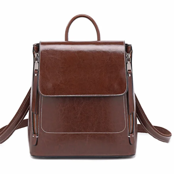 Vintage / Retro Tan Square Satchel Backpacks 2021 Leather Casual Women's Bags