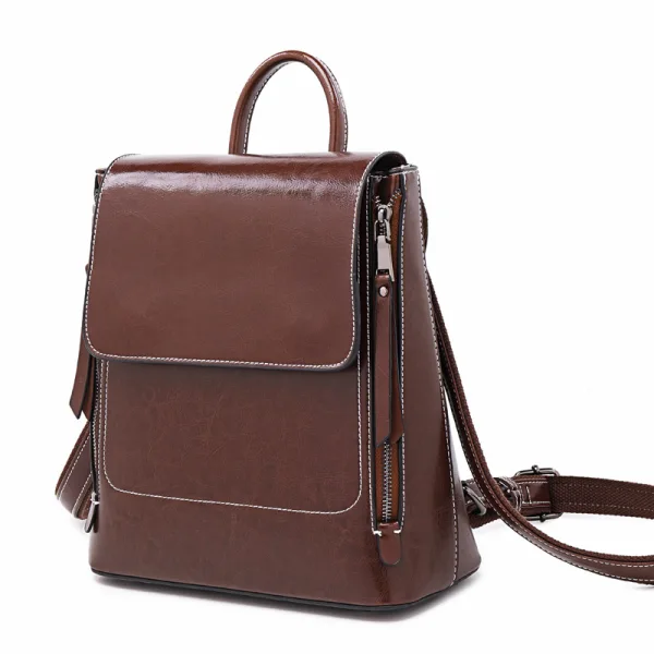 Vintage / Retro Tan Square Satchel Backpacks 2021 Leather Casual Women's Bags