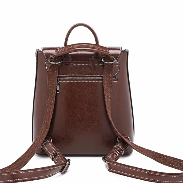 Vintage / Retro Tan Square Satchel Backpacks 2021 Leather Casual Women's Bags