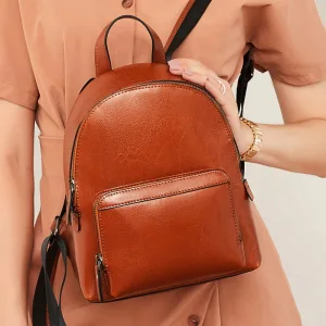 Modest Simple Brown Backpacks 2021 Leather Women S Bags