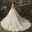 Illusion Ivory Pierced Wedding Dresses 2019 A-Line / Princess V-Neck Long Sleeve Backless Appliques Lace Beading Chapel Train Ruffle