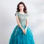 Best Jade Green Dancing Prom Dresses 2021 Ball Gown Scoop Neck Sleeveless Appliques Lace Beading Pearl Floor-Length / Long Ruffle Formal Dresses