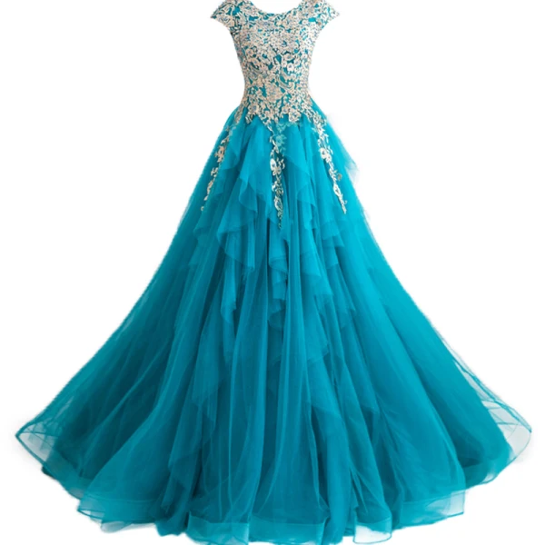 Best Jade Green Dancing Prom Dresses 2021 Ball Gown Scoop Neck Sleeveless Appliques Lace Beading Pearl Floor-Length / Long Ruffle Formal Dresses