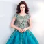 Best Jade Green Dancing Prom Dresses 2021 Ball Gown Scoop Neck Sleeveless Appliques Lace Beading Pearl Floor-Length / Long Ruffle Formal Dresses
