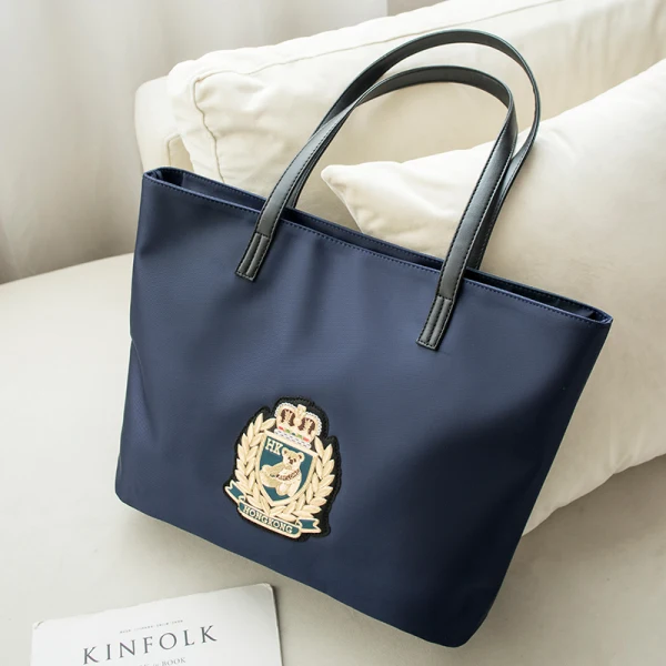 Modest / Simple Canvas Waterproof Tote Bag Shopping Bag Shoulder Bags 2021 Embroidered Casual Women's Bags