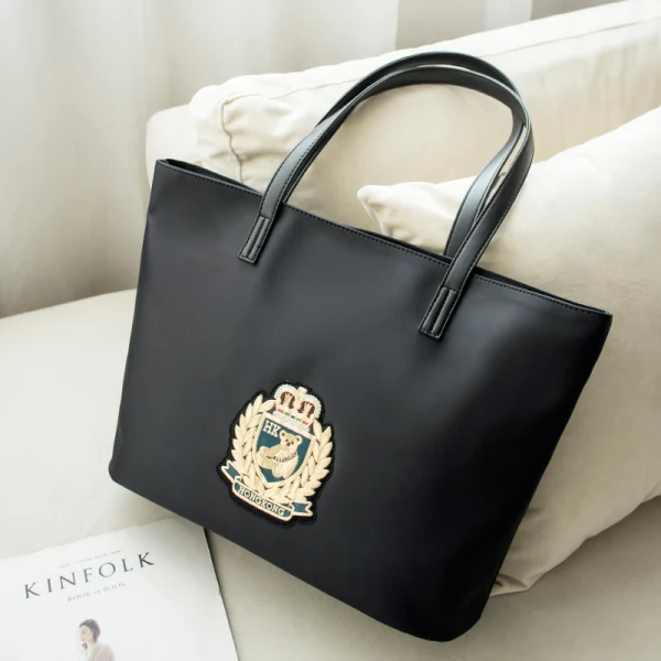 Modest / Simple Canvas Waterproof Tote Bag Shopping Bag Shoulder Bags 2021 Embroidered Casual Women's Bags