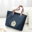 Fashion Navy Blue Waterproof Embroidered Tote Bag Shoulder Bags Shopping Bag 2021 Canvas Casual Women's Bags