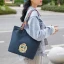 Fashion Navy Blue Waterproof Embroidered Tote Bag Shoulder Bags Shopping Bag 2021 Canvas Casual Women's Bags