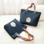 Fashion Navy Blue Waterproof Embroidered Tote Bag Shoulder Bags Shopping Bag 2021 Canvas Casual Women's Bags
