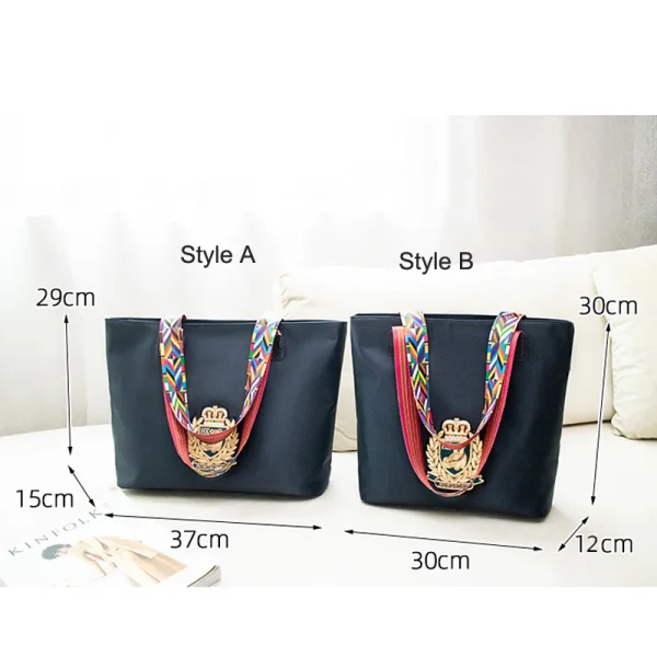 Fashion Navy Blue Waterproof Embroidered Tote Bag Shoulder Bags Shopping Bag 2021 Canvas Casual Women's Bags