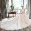 Romantique Champagne Transparentes Robe De Mariée 2019 Princesse Encolure Dégagée 3/4 Manches Dos Nu Appliques En Dentelle Perlage Chapel Train Volants