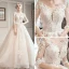 Romantique Champagne Transparentes Robe De Mariée 2019 Princesse Encolure Dégagée 3/4 Manches Dos Nu Appliques En Dentelle Perlage Chapel Train Volants