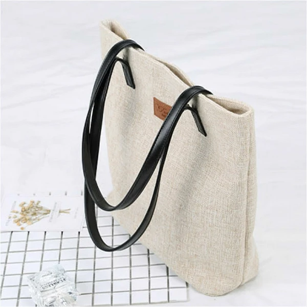 Modest / Simple Square Beige Tote Bag Shopping Bag Shoulder Bags 2021 Canvas Casual Women's Bags