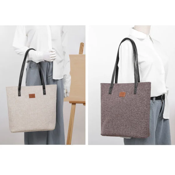 Modest / Simple Square Beige Tote Bag Shopping Bag Shoulder Bags 2021 Canvas Casual Women's Bags