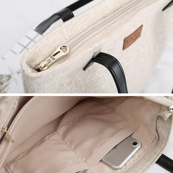 Modest / Simple Square Beige Tote Bag Shopping Bag Shoulder Bags 2021 Canvas Casual Women's Bags