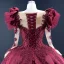Luxus / Herrlich Burgunderrot Satin Tanzen Ballkleider 2021 Ballkleid Durchsichtige Rundhalsausschnitt Lange Ärmel Handgefertigt Perlenstickerei Pailletten Sweep / Pinsel Zug Rüschen Festliche Kleider