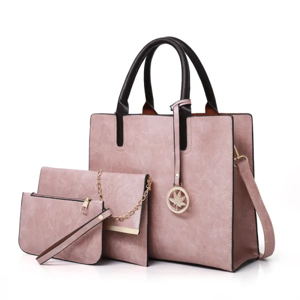 3 pièces Marron Sacs à bandoulière Sac à main Portefeuille 2021 PU Désinvolte Sacs Pour Femmes