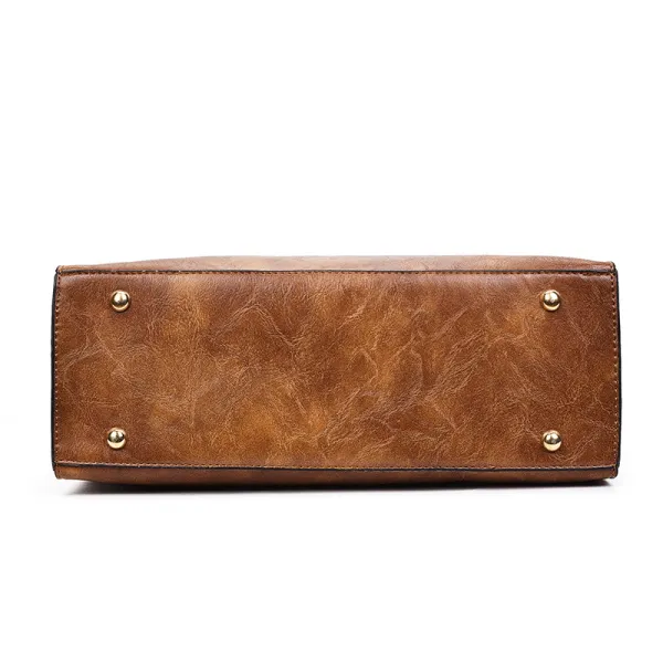 3-piece Brown Shoulder Bags Handbag Wallet 2021 PU Casual