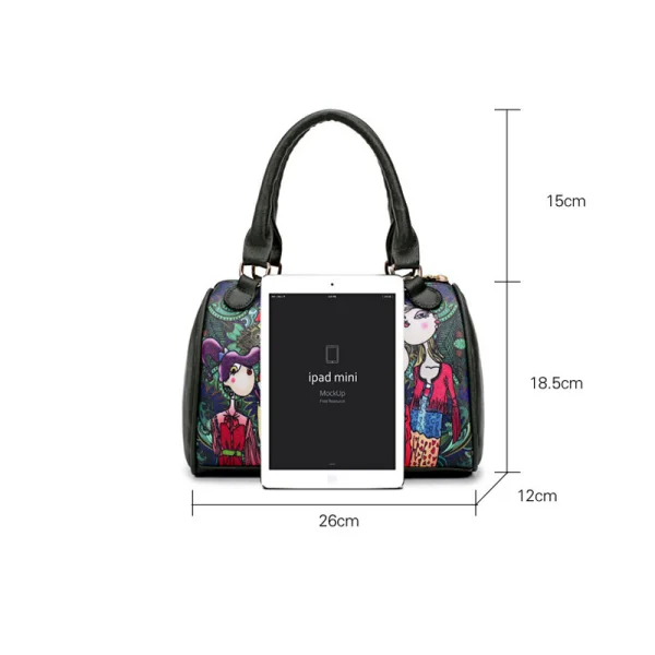 6-piece Multi-Colors Fancy Shoulder Bags Handbag Messenger Bag Wallet Purse Key Case 2021 Cartoon Printing PU Women's Bags