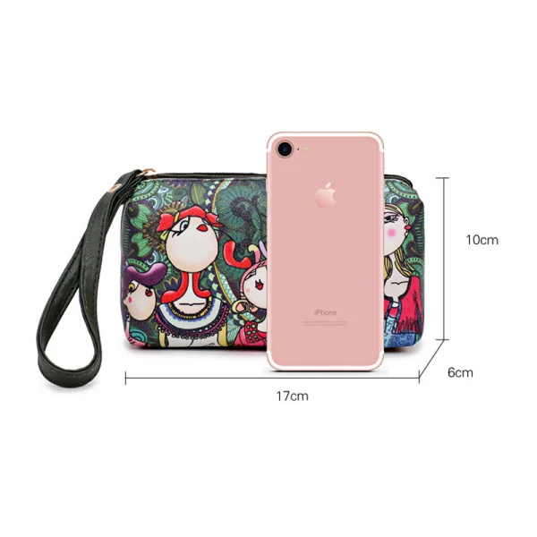 6-piece Multi-Colors Fancy Shoulder Bags Handbag Messenger Bag Wallet Purse Key Case 2021 Cartoon Printing PU Women's Bags