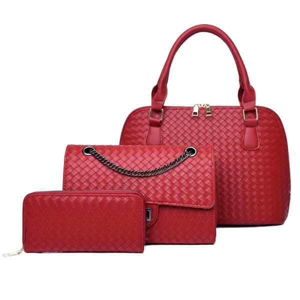 3 stuks Candy Roze Rooster Handtas Koerierstas Portemonnee 2021 PU Toevallig Dames Tassen