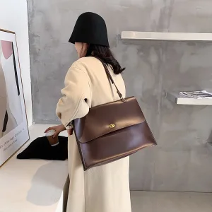 Modest Simple Coffee Square Shoulder Bags Handbag 2021 Pu Casual Women S Bags