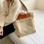Modest / Simple Khaki Square Tote Bag Shopping Bag Shoulder Bags 2021 Canvas Casual Women's Bags