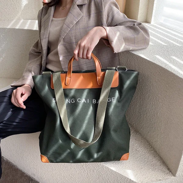 Modest / Simple Khaki Square Tote Bag Shopping Bag Shoulder Bags 2021 Canvas Casual Women's Bags