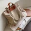 Modest / Simple Khaki Square Tote Bag Shopping Bag Shoulder Bags 2021 Canvas Casual Women's Bags